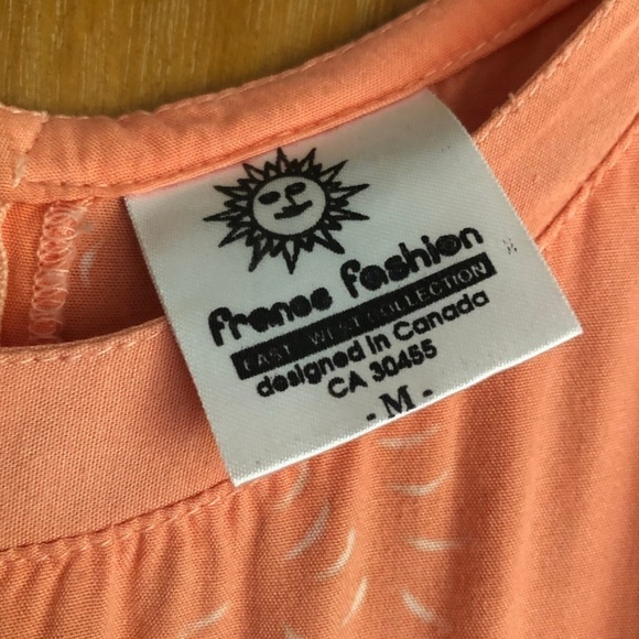 Vintage 90’s Peach Sundress with White Floral Print Sz Med - Picture 13 of 13